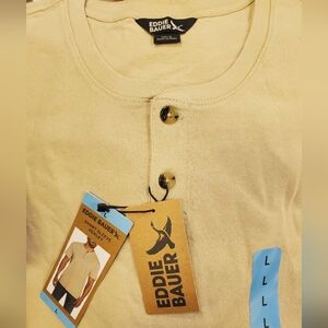 Eddie Bauer Short Sleeve Henley-Yellow-Size L- BRAND NEW WITH TAGS